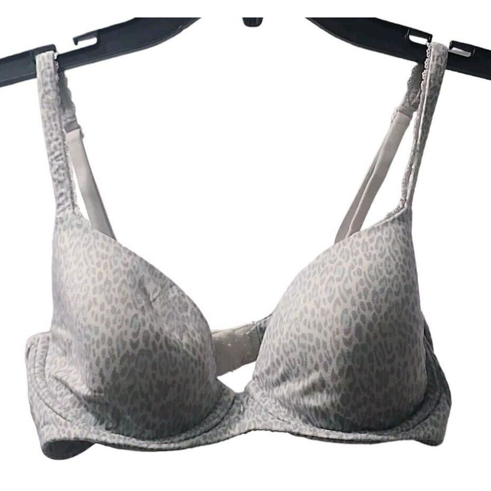 Victoria's Secret Womens Size 32d Lined Demi Buste‎ Double Bra White Leopard